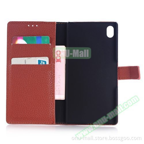 Litchi Texture Flip Wallet Leather Cover for Sony Xperia M4 Aqua Case
